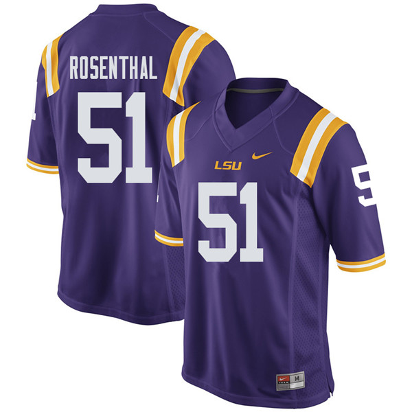 Men #51 Dare Rosenthal LSU Tigers College Football Jerseys Sale-Purple